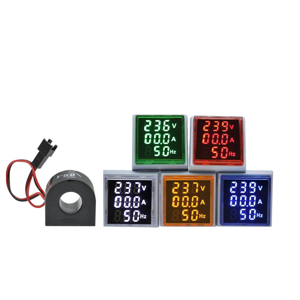 Digital Voltmeter Metrų Ammeter Hz Dažnio Matuoklis AC 60~500V 22mm Dabartinis Įtampos Indikatorius, Testeris Amp Signalas, Šviesos diodų (LED) Nuotrauka 0