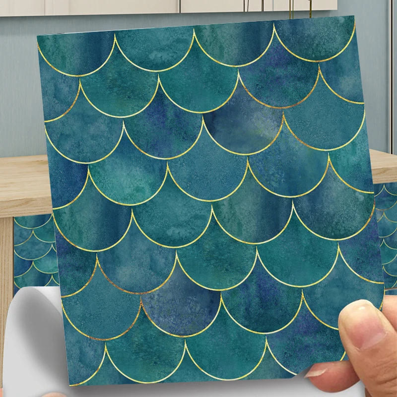 Mėlyna Violetinė Sektoriaus Kristalų Plytelių Lipdukas, skirtas Sienų ir Grindų Renovacija Vandeniui žvynų Mozaika, Sienos Lipdukas Virtuvės Dekoras Nuotrauka 1