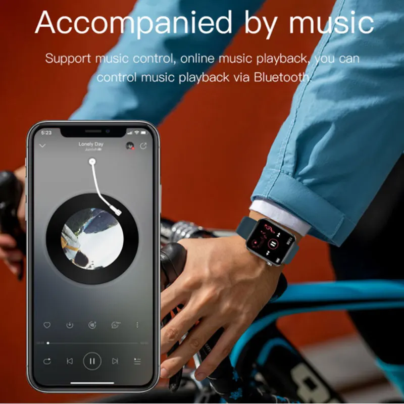 Balso Skambučių N98 Smart Watch Vyrų 1.69 colių Full-fit Kvadratinis Ekranas Muzikos Valdymo vaizdo Kamera Žibintuvėlis Smartwatch IP68 Vandeniui Žiūrėti Nuotrauka 2