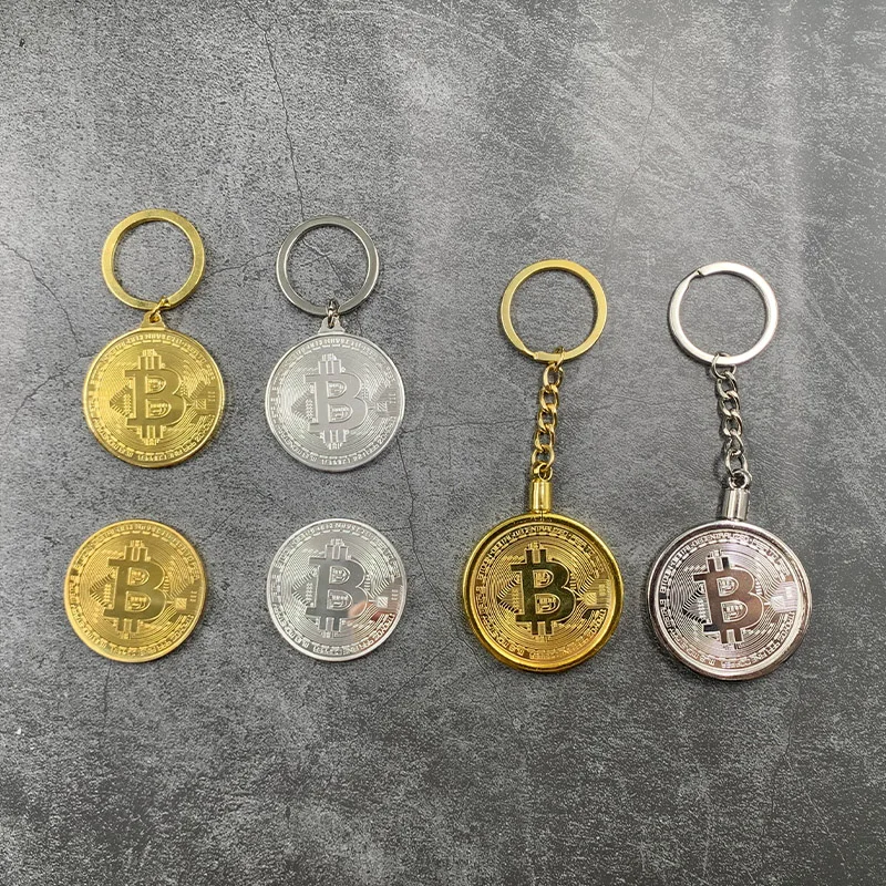 Bitcoin Virtualių Metalo Progines Monetas, Monetų Kolekciją Nuimamas Keychain Kūrybos Pakabukas Papuošalai Dovana Nuotrauka 2