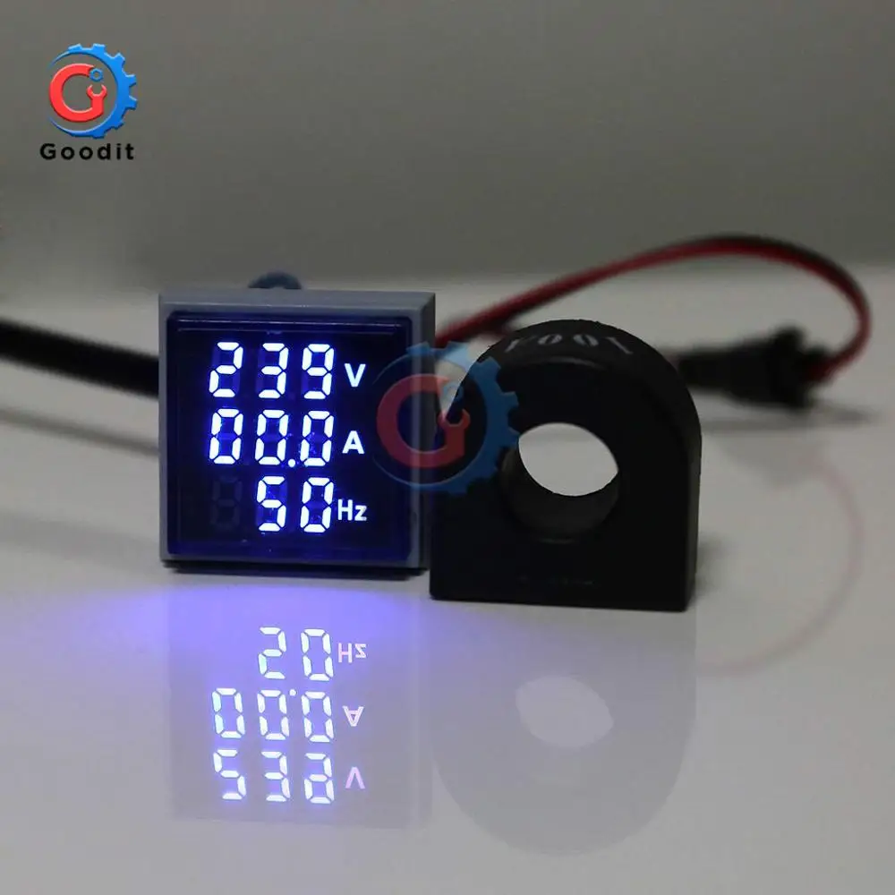 Digital Voltmeter Metrų Ammeter Hz Dažnio Matuoklis AC 60~500V 22mm Dabartinis Įtampos Indikatorius, Testeris Amp Signalas, Šviesos diodų (LED) Nuotrauka 4