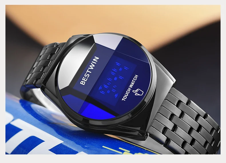 Naujas Fasion Prabangos Prekės win LED Ekranas vyriški laikrodžiai 3Bar Vandeniui Vyrų Laikrodis Nerūdijančio Plieno Žiūrėti Relogio Masculino Nuotrauka 4