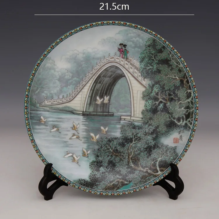 Porceliano Pavadinimas: Antikvariniai Porceliano / Zhang Songmao porceliano plokštelės / Kinija Vasaros Rūmai [jade diržo tiltas] Nuotrauka 4