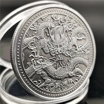 Kinija Talismanas Dragon Silver Kultūros Monetų Kolekcionieriams Dragon Frolicking Perlo Vykdo Pinigų ir Sėkmės Proginės Monetos
