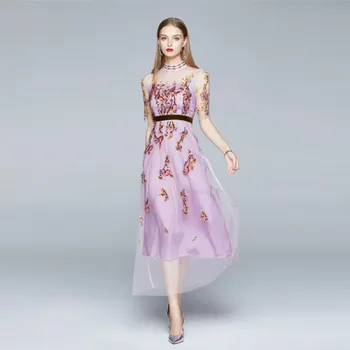 2021 m. pavasario vasaros Siuvinėjimo Šalis Suknelės mados seksualus moterų, Gėlių, Siuvinėta Akių Suknelės Vestido
