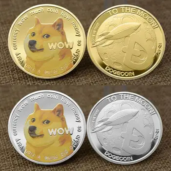 2021 Naujas Gražus WOW Auksą, Padengtą Dogecoin Progines Monetas Mielas Šuo Modelis Šuo Suvenyrų Kolekcija Dovanos