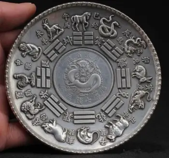 Parengti Kinijos feng shui baltos spalvos vario dragon 12 zodiako gyvūnų statula laimingas plokštė