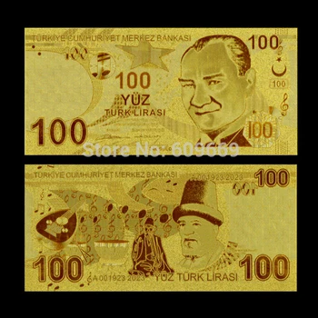 WR 24K Aukso Turkija 100 Lirų Pinigų, Aukso Banknotų turkijos lira Nauja Kolekcija Dovanos