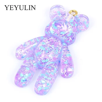 10vnt Multi-color Crystal Resin Pelėsių 3D Big Bear Pakabukai Pakabukas Mergaitėms, Vaikams, 