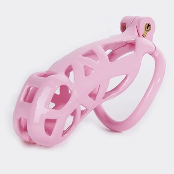 2022 Rožinė Kobra Vyrų Skaistybės įtaisą Su Lanko formos 4 Penio Žiedai,Dervos Gaidys Narve,Skaistybė Diržas,Varpos Užraktas,Sekso žaisliukai Vyrams