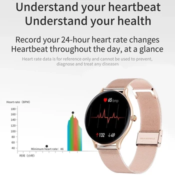 LIGE Naujas Moterų Smart Watch Moteris Mados Stebėti Širdies ritmą, Miego Stebėjimo 