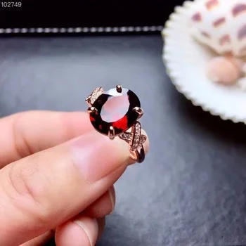 Retro Mados Gamtinis Granatas Žiedai 925 Sterlingas Sidabro Inkrustacijos su Moterų Raudonas Perlas Žiedas Nuotaka Vestuvių Dalyvavimo Šalies Žiedai Dovana