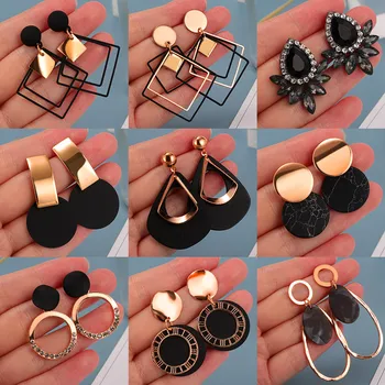 Korėjos Pareiškimą, Auskarai Moterims 2020 Mados Vintage Black Arcylic Aukso Geometrinis Kutas Lašas Earings Moterų Brincos Papuošalai