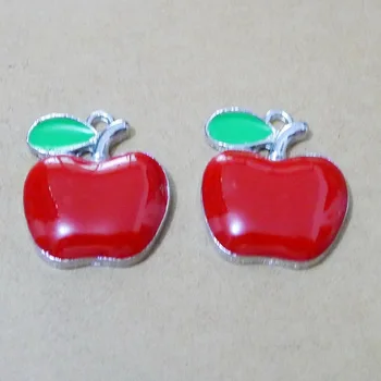 5 vnt/daug 20*24mm Metalo Emalio Apple žavesio Raudonas obuolys Karoliai, Apyrankės Pakabukas Raktų grandinės priedų 