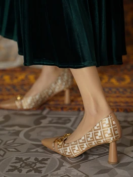 Kmeioo natūralios odos vintage Aukšto Kulno siurbliai Pažymėjo tne plonas aukštakulnius sandalus seksualus šalies Moterų Office Lady Vestuvių batai 6cm