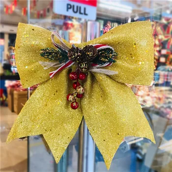 5 Vnt Kalėdų Bowknot Blizgučiai Ornamentas, Putojantis Blizgučiai Kankorėžių, Lapų Sudūrimų Meno Šaliai Dekoro Lauko Durų Apdailos Aukso