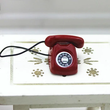1pc 1/12 Miniatiūriniai Lėlių Telefono Retro Telefono Patefono Wall Mount Telefono Doll House Baldai, Žaislai Vaikams