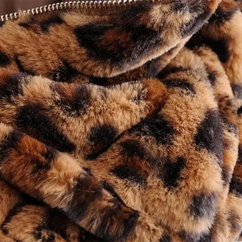 Seksualus Leopardas Spausdinti Moterų žiemos striukė Naują Atvykimo ilgomis Rankovėmis Atsitiktinis Kailį Šiltu Vilnos Aukštos Gatvės Viršūnes Karšto Pardavimo viršutinių drabužių siuvimas