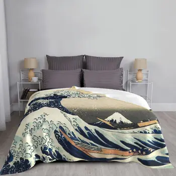 Didžiosios Bangos Off Kanagawa Antklodes Vilnos Pavasario Rudens Audra Vandens Nešiojamų Lengvas Mesti, Antklodė, Patalynė Miegamasis