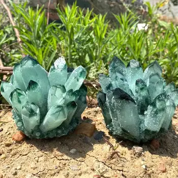Natūrali Žalioji Dvasios Phantom Kvarco Kristalų Sankaupos Gydymo Pavyzdys vestuvių dekoravimas akvariumas