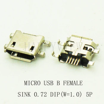 10vnt/daug Mikro USB 2.0 5Pin lizdinė Jungtis, Mini USB Lizdas kištukinis Lizdas Lašas Kriaukle 0.72 Krzywy/Butas Burną Plotis=1,0 mm/1,5 mm