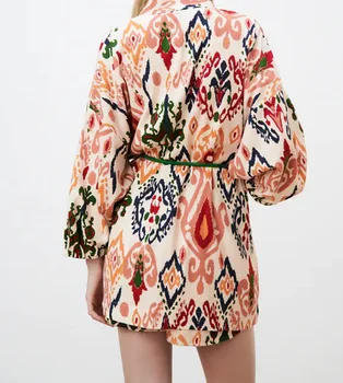 Za Kostiumas Moterims, 2-piece Set 2021 Mados Šoninių Kišenių Spausdinti Šortai ir Spausdinimo Kimono Palaidinės Moterims Kostiumai Moterų Marškiniai Streetwear