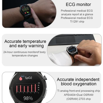 2021 EKG PPG Smart Watch Vyrų Naujas Mados Kūno Temperatūra Sport Fitness Tracker Vandeniui Smartwatch 