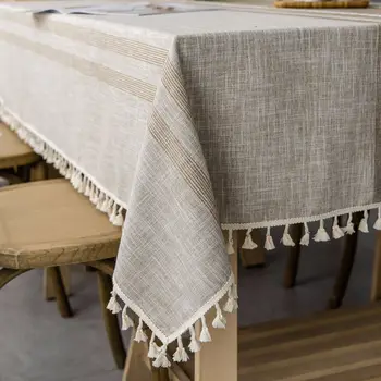 Staltiesė balta kutas ins vėjo apsauga nuo dulkių staltiesė stačiakampio formos namų medvilnės ir lino stalo kilimėlis valgomojo stalo dangtis