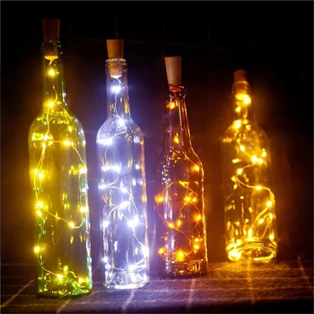 Vyno Butelis šviesos Kamštienos led dekoro baterija girliandą pasakų Lempos Vario Viela, Kalėdų žiburiai string namų Kamštienos Butelį šviesos