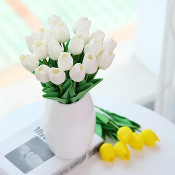 10vnt Prabanga Dirbtinės Tulpės Nekilnojamojo Touch Mini Nuotakos Puokštė Gėlių Para Decorar Vestuvių Namų Kalėdinė Dekoracija Netikrą Gėlės