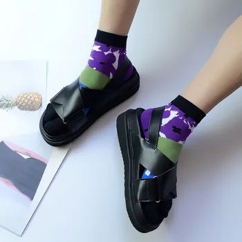 Japonijos Žakardo Du-Konservatyvusis Kojinės Moterų Animacinių Filmų Kūrybos Vaisių Juostos Geometrinės Split Toe Kojinės Medvilnės Mielas Sandalai Tabi Kojinių