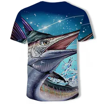 3D Žuvies T-shirt Vyrai Gyvūnų Tshirts Atsitiktinis Hip-Hop Juokinga T marškiniai Vyrai Drabužių Hip-hop Naujas Plonas O-Neck3D Žuvų T-shirt Vyrai Gyvūnų