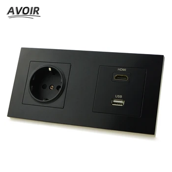 Avoir ES Standartas Kištuko Lizdo Elektros Lizdą HDMI USB TV Uosto Lizdas Sieninis Elektros Lizdas Plastikinis Skydelis