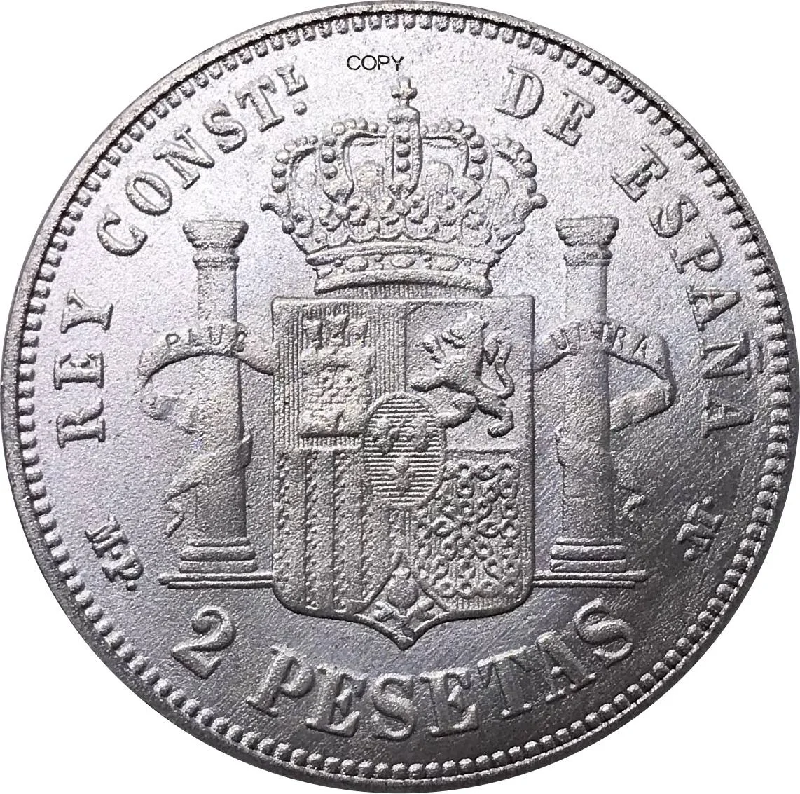 Ispanijos Monetos 1889 MP M Ispanija 2 Pesetas - Alfonso XIII 1st Portretas Cupronickel Sidabrą, Sidabro Suvenyras, Dovana, Kolekcines, Monetas Nuotrauka 0