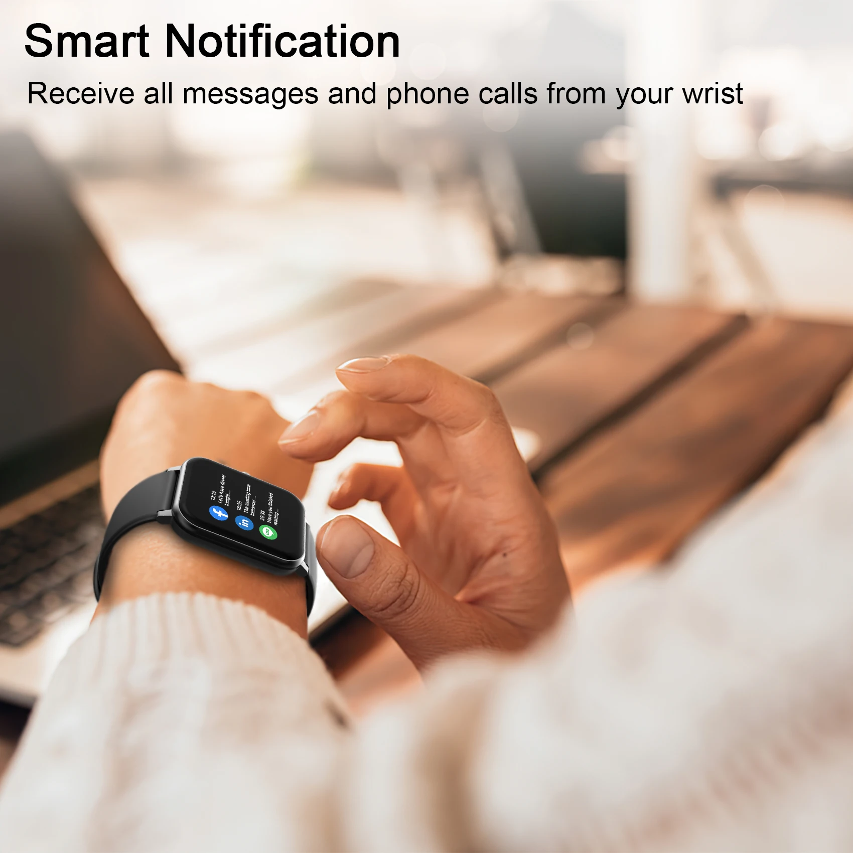 IOWODO Smart Žiūrėti 1.69 colių Ryškus Visiškai Jutiklinį Ekraną 25 Sporto Režimais, atsparus Vandeniui 5ATM smartwatch Mados žiūrėti Pasaulio Versija Nuotrauka 4