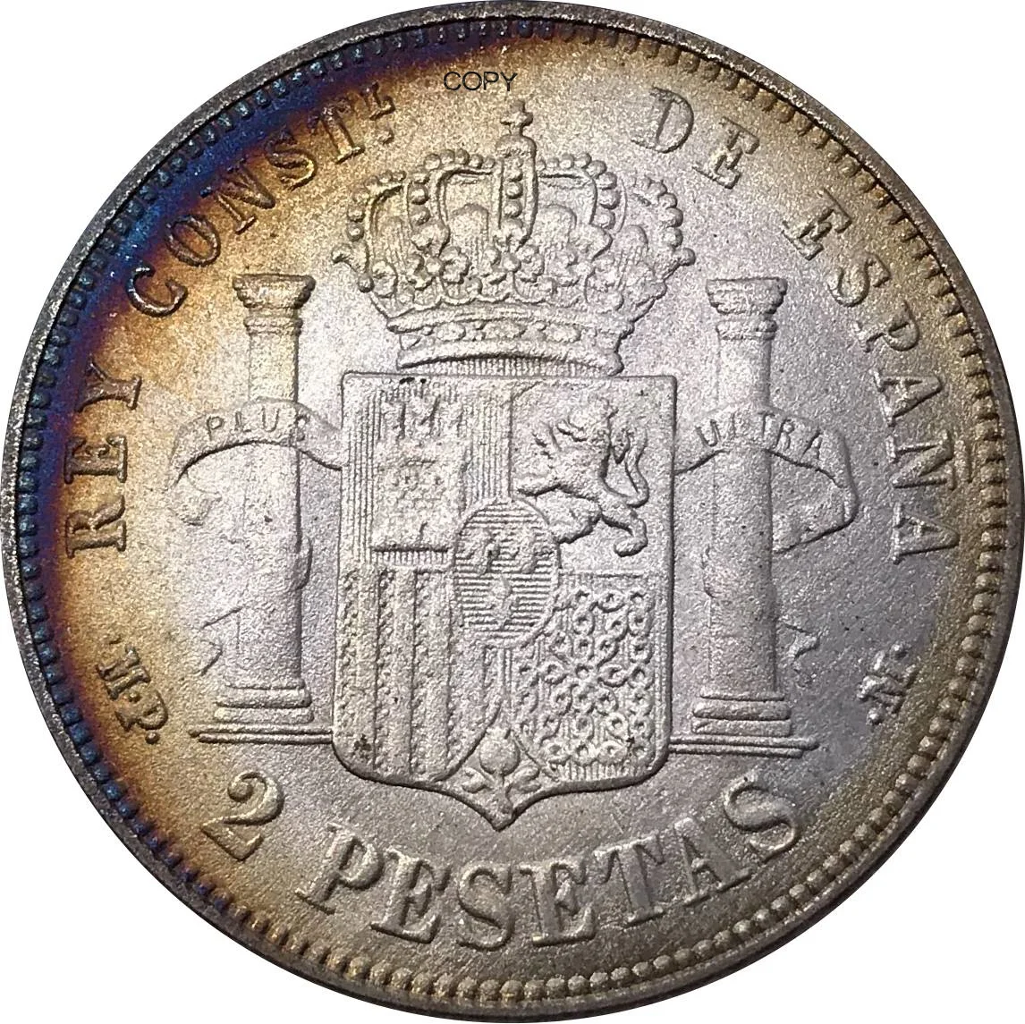 Ispanijos Monetos 1889 MP M Ispanija 2 Pesetas - Alfonso XIII 1st Portretas Cupronickel Sidabrą, Sidabro Suvenyras, Dovana, Kolekcines, Monetas Nuotrauka 4