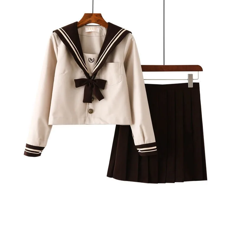 2021 Moterų Suknelės, Japonijos Jk Uniformas Chaki Sailor Kostiumas Anime Klostuotas Sijonas Vienodas Suknelė vidurinės Mokyklos Mergaičių Studentų Y282 Nuotrauka 5