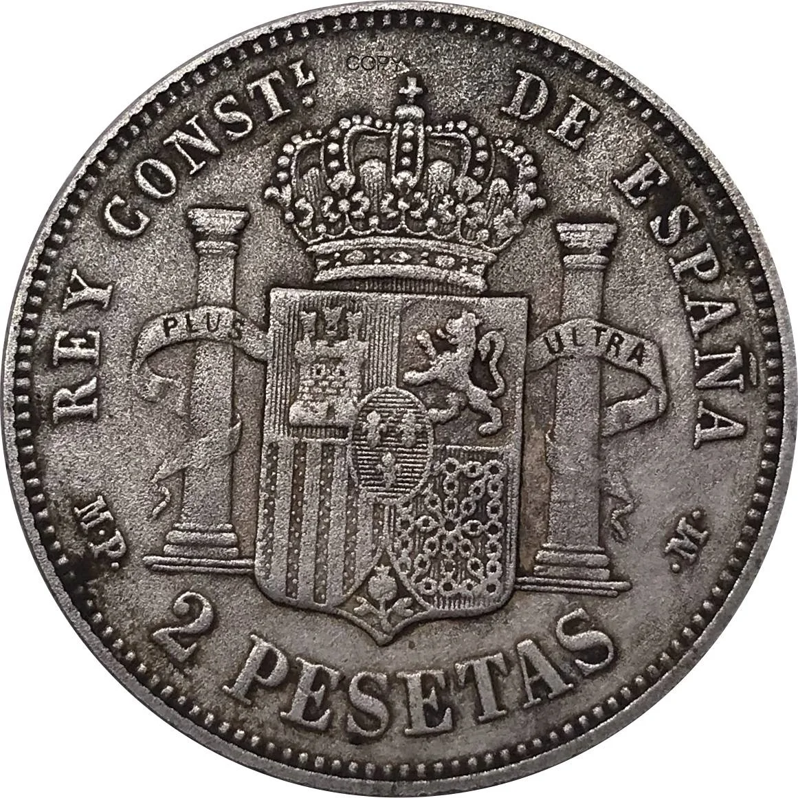 Ispanijos Monetos 1889 MP M Ispanija 2 Pesetas - Alfonso XIII 1st Portretas Cupronickel Sidabrą, Sidabro Suvenyras, Dovana, Kolekcines, Monetas Nuotrauka 5