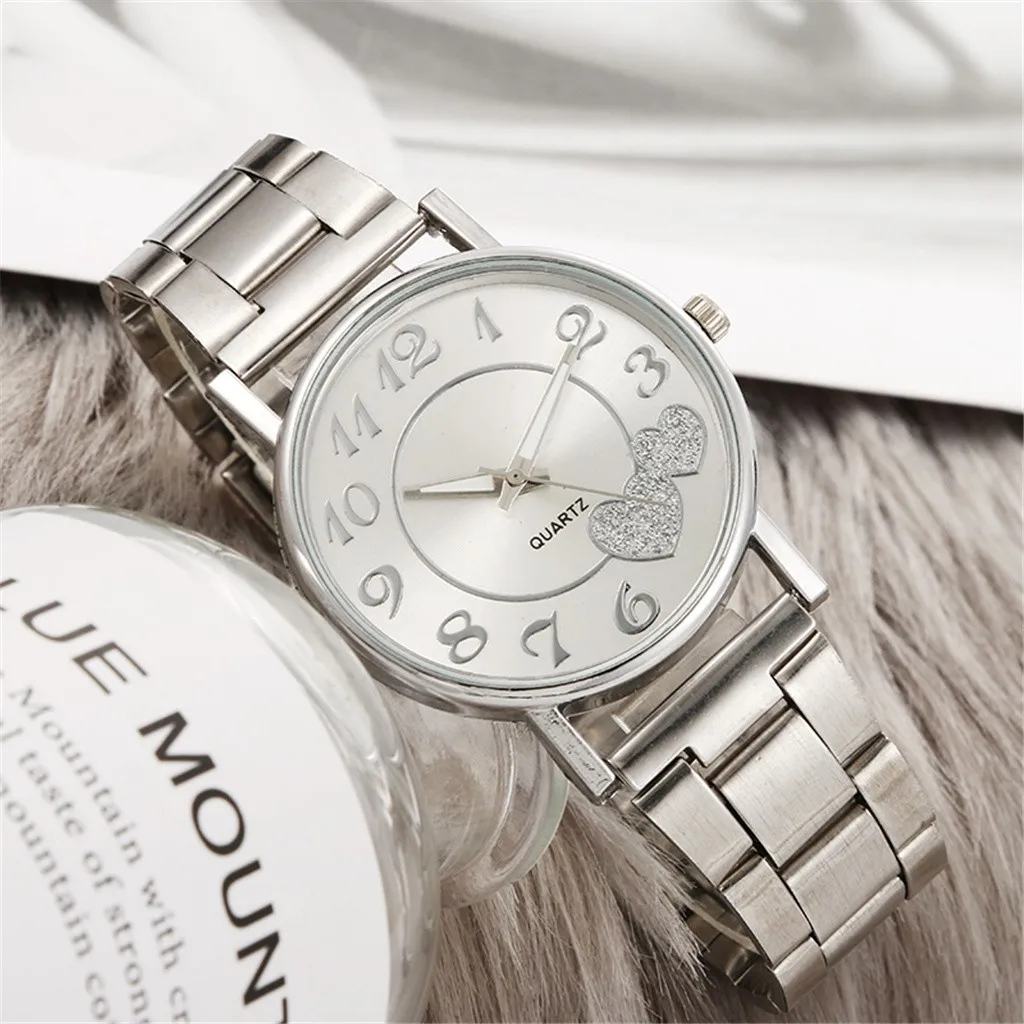 Mados Moterų Laikrodžiai Vyrams Aukso Žiūrėti Silver Širdies Dial Silikono Tinklelio Diržo Laikrodis Reloj Mujer Montre Femme Moterų Žiūrėti 2022 Nuotrauka 5