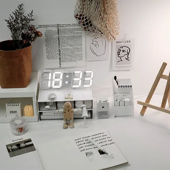 3D Skaitmeninis LED Sieninis Laikrodis Data ir Laikas Celsijaus naktinė lempa Ekranas Lentelė Darbalaukio Laikrodžius, Žadintuvas, Namų Biuro, Miegamojo
