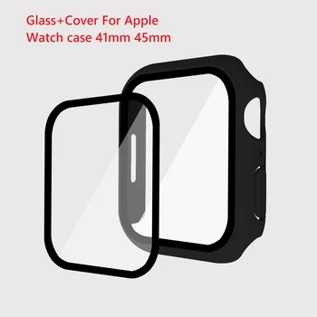Stiklas+Dangtelis Apple Laikrodžių atveju, 41mm 45mm Accessories bamperis + Screen Protector iWatch 