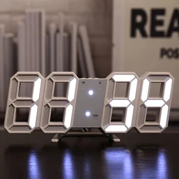 Skaitmeninis Sieninis Laikrodis, 3D LED Skaitmeninis Laikrodis su Temperatūra, Kalendorius ir Žadintuvas, Tinka Biuro, Miegamojo, Stalo,