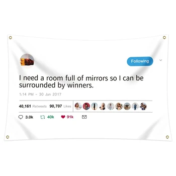 Reperis Kanye West Veidrodėliai Tweet 3x5 Metrų Vėliavos Banner Su Žalvario Grommets man Reikia Visą Kambarį, Veidrodžių, Kad aš galiu Būti Apsuptas B
