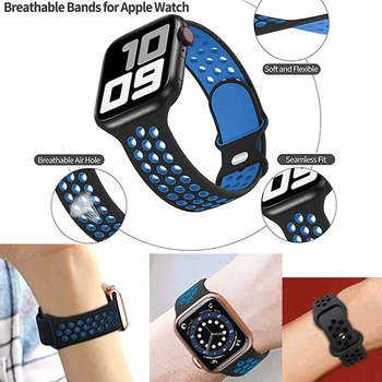 Sporto Diržu, Apple Watch Band 6 SE 5 4 44mm 40mm Silikono Kvėpuojantis Diržo Apyrankę iWatch Watchband Serijos 54321 38mm 42mm