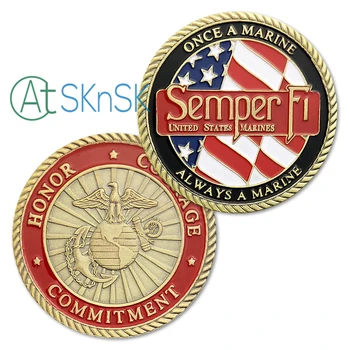 Didmeninė mados armijos monetos USMC Garbę, Drąsą Įsipareigojimų progines monetas Suvienyti Narių Jūrų iššūkis, monetų kolekcionieriams