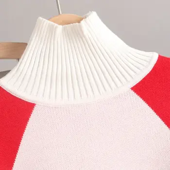 Dviejų dalių moterų megztinis sportinę rudenį golfo megztinis viršuje + megztas haremo kelnes, kostiumas striukė
