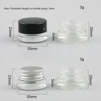360 x 3g Mažas Mielas Stiklo Paakių Kremas Jar Puodą su Aliuminio Plastiko Dangtelis Baltas Padas 1/10 oz Kosmetikos Konteineris Pakuotė