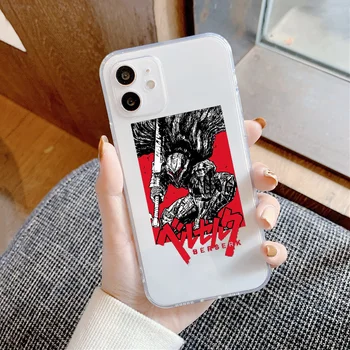 Anime Berserk Žarnos Telefono dėklas Skirtas iphone SE 2020 6 6S 7 8 11 12 13 Mini Plus X XS XR Pro Max skaidrus tendencija premjero 3D atgal