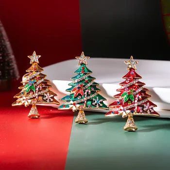 Mados Kalėdų Sagės Santa Claus Medžio Smeigtukai Snowfake Kalnų Krištolas Kostiumas Metalo Smeigtukai Emblemos Sagė Naujųjų Metų Dovanos