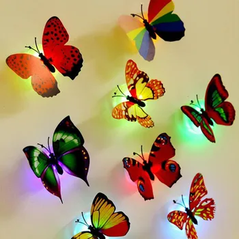 Sienų Lipdukai Apdailos Vaikų Namų Dekoro Drugelis Kambarys LED Apšvietimas 3D Namų Apdailos mariposas decorativas Adesivo de parede 2